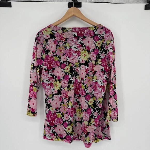 Coldwater Creek Floral Faux Wrap Top 2X Flowercore Y2K Coquette Multi Color - Picture 2 of 7